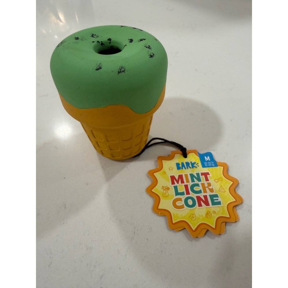 Bark Mint Lick Cone Dog Toy Natural Rubber Treat Dispenser Medium